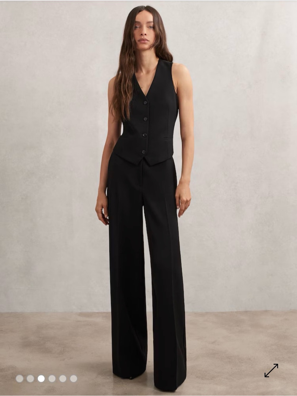 Reiss Black Wide-Leg Dress Pants